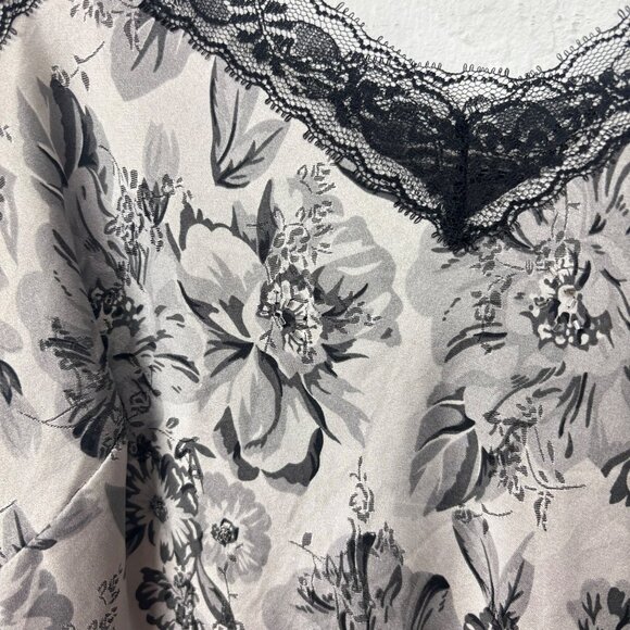 VTG y2k Nine West 6P S Floral Lace Trim Camisole Black White Layering Whimsigoth - Picture 2 of 5